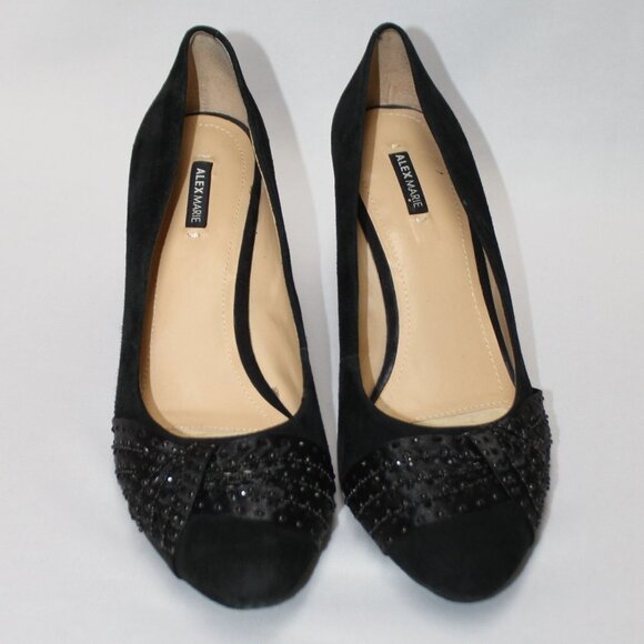 Alex Marie Suede Leather Black Wedges - Picture 1 of 11